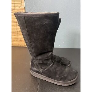 UGG Boots Knightsbridge Tall Winter Boots Womens Sz 9 Black Suede Shearling 5119